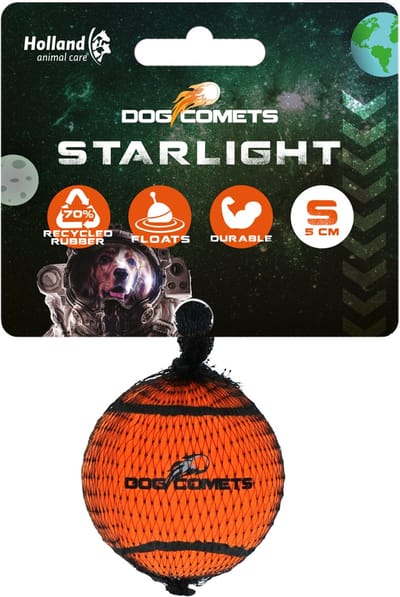 Dog Comets Starlight Tennisbal - Ø 5 cm - Hondenbal - Drijvend Hondenspeelgoed - Stuiterend Hondenspeeltje - Oranje - 1 stuk
