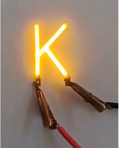 -K- COB LED 3V Filament Letter Geel 3 x 3 cm FPC 2200K 1W Warm-wit
