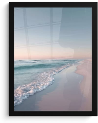 Poster in lijst - Fotolijst 30x40 cm - Posters - Kustlijn - Pastel - water - Posterlijst zwart - Decoratie - Wanddecoratie woonkamer - Muurdecoratie slaapkamer