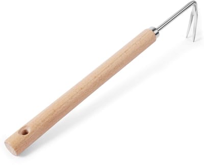 RVS Onkruidverwijderaar met Handvat en Rubber Grip - Efficiënte Onkruidbestrijding met 5 Tanden voor Tuinieren - 25 cm Lang en Duurzaam Tuingereedschap