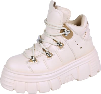 Beige eco-leren enkellaarsjes VICES