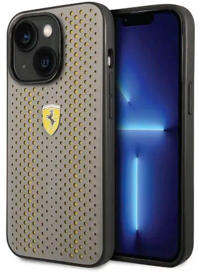 Ferrari Back cover - iPhone 14 & 13 - Gold / Yellow - Slank ontwerp - Verhoogde randen