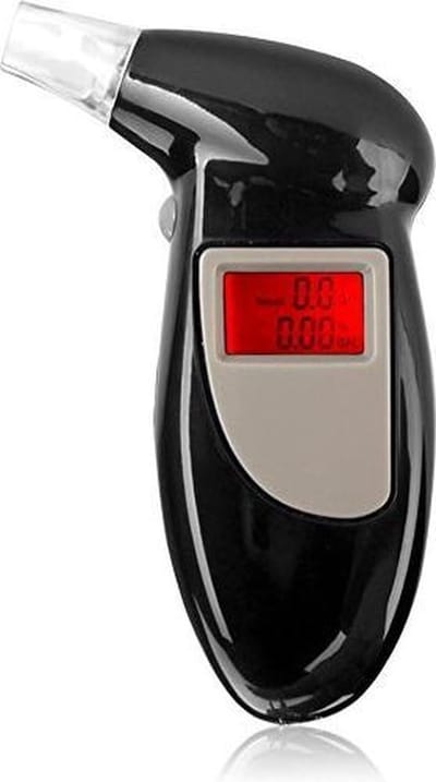 Okado Alcoholtester Blaastest Zwart – Digitale Ademtest met Display en Signaaltoon – Compact met Sleutelhanger