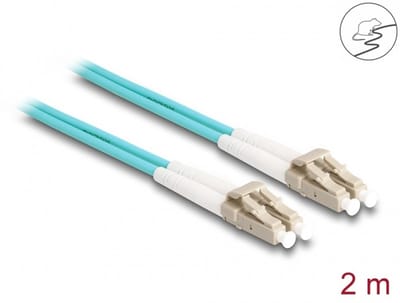 Delock Fiber Optical Cable with metal armouring LC Duplex to LC Duplex Multi-mode OM3 2 m