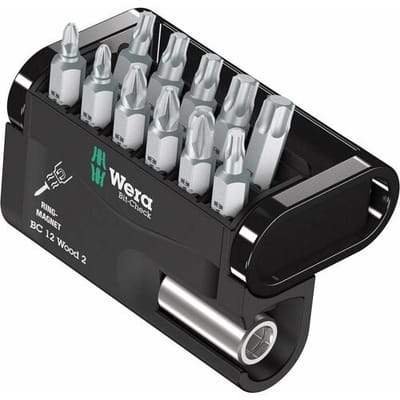 Wera Bit-Check 12 Wood 2 05057422001 Bitset 12-delig Kruiskop Pozidriv, Kruiskop Phillips, Binnen-T-profiel