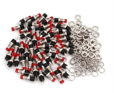 10 Stuks Mini Inbouw Drukknoppen Rood Rond voor 12V 120V Schakelaar