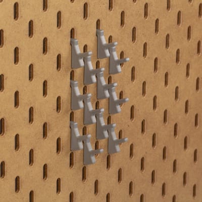 12x Naaispoelhouder - Enkelvoudig - Past op IKEA Skadis pegboards - Zilver - Verticaal design - Set
