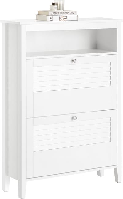 SoBuy Schoenenkast - 2 Kleppen- Klassiek  - 80 x 25 x 108 cm - Wit