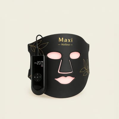Maxi Meilleur® Pro Series - led masker lichttherapie – uw verbeterde anti aging routine met lichttechnologie - led gezichtsmasker - huidverjongingsapparaat gezicht - collageen masker - Red Light Therapy - rood licht therapie - LED Face Mask Black