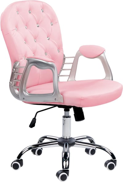 PRINCESS - Bureaustoel - Roze/Kristal - Kunstleer