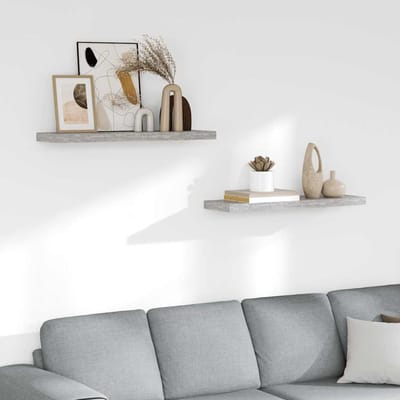 vidaXL - Wandschappen - zwevend - 2 - st - 80x23,5x3,8 - cm - MDF - betongrijs