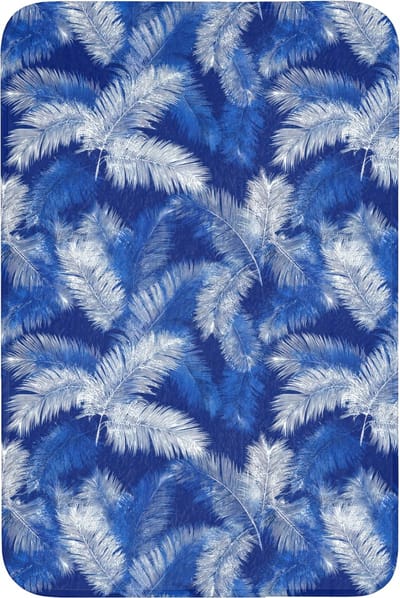 Badmat 60x90 cm - Antislip - Palmblad - Patroon - Blauw - Badmatten voor badkamer - Badkamermat - Douchemat - Badkamer mat
