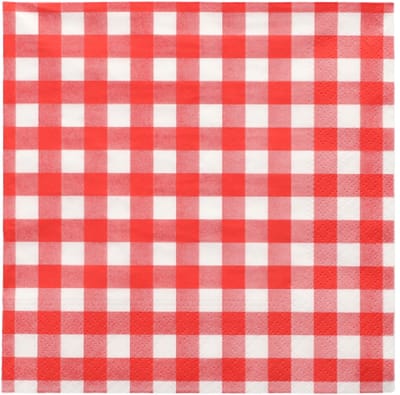 100 Servetten 3-laags 1/4 vouw 33 cm x 33 cm rood Vichy Karo