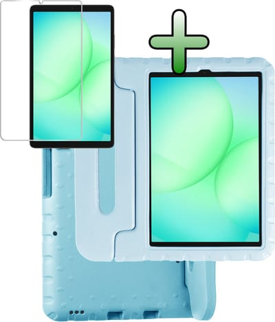 Hoesje Geschikt voor Samsung Galaxy Tab A11 - Met Screenprotector - Kinderhoes Shockproof Bumper - Kidsproof Case - Tablet Hoes - Kinder Hoes Cover - Sky