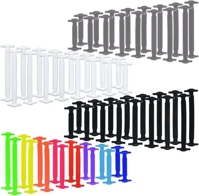 Comfortabele en elastische silicone veters, 64 stuks, geschikt voor kinderen en volwassenen, eenvoudig aan te trekken zonder knopen, kleurrijke keuze voor alle schoenen
