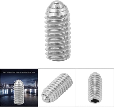 Dailygoods- Bolpuntschroeven Set 20 Stuks - M3 Zeskant - Roestvrij Staal - Veerkogel - Corrosiebestendig - Voor Medische Apparatuur - Kogelplunjer