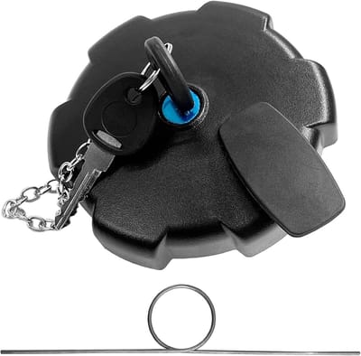 Zwarte brandstofdop met ketting, 2 sleutels en haken, afsluitbare brandstofdeksel voor MAN TGA TGX TGS Actros Atego 80 mm, duurzaam en eenvoudig te installeren