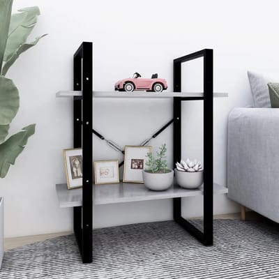 vidaXL - Boekenkast - met - 2 - schappen - 60x30x70 - cm - bewerkt - hout - betongrijs