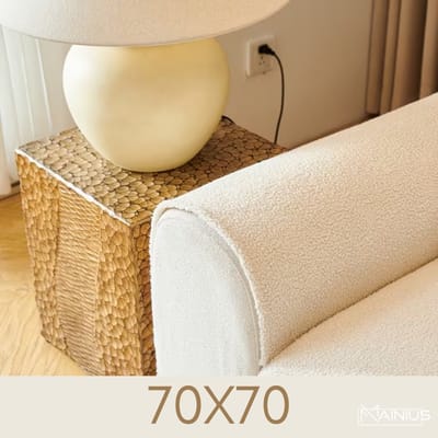 Teddy Bankhoes / Zetelovertrek – Armleuning 70x70 - Crème – Pluche Sofa Protector – Zachte Teddy Plaid Beschermhoes voor Bank, Zetel & Salon - Bankhoezen, Bankbeschermer, Cover, Bankkleed, Zetelhoes - Tegen beschadigingen en vlekken