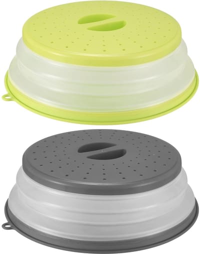 Dailygoods- Magnetronafdekking 2 Stuks - Opvouwbare Afdekhoes - Magnetrondeksel met Haak - Voorkomt Spatten - Hoogwaardige PP/TPR Materialen - Duurzaam en Ruimtebesparend - Magnetronkap