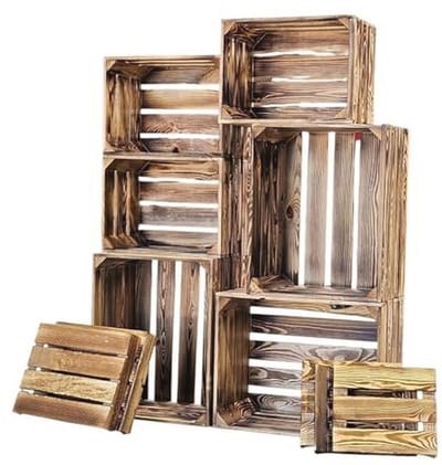 Vintage Houten Fruitkisten voor Meubelbouw en Decoratie - Set van 6 Stuks