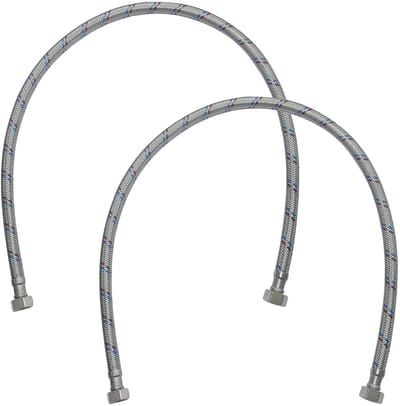 Dailygoods- Aansluitslang Set van 2 - Flexibele Waterslang 800 mm - 3/8" Vrouwelijk - Sanitaire Elementen - Gevlochten Staallaag - Maximale Druk 1 MPa