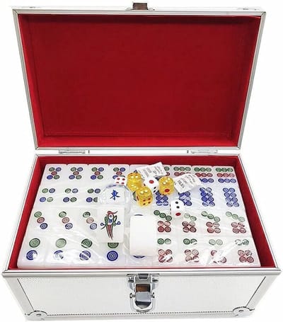Mahjong Kaartenset - Tafelspel Set - Strategisch Spel - Acryl Tegels - 7000 Gram - Wit