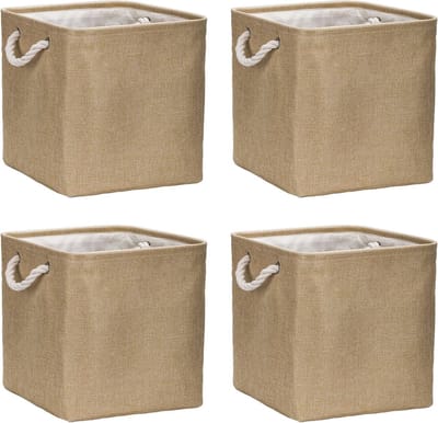 Vouwdoos 4 Stuks 30x30x30 cm - Stof Opbergmand voor Kleding, Speelgoed en Gereedschap