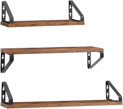 VASAGLE - Wandplank - Set van 3 Zwevende Wandplanken - Decoratieve Planken - Voor Keuken Woonkamer Kantoor