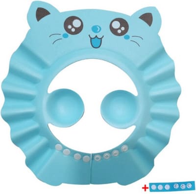 Douchekapje - Douche Shower Cap - Douche Kap - Baby - Kind Haarwas Hulp Kap - Blauw - Kat