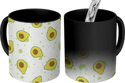 Magische Mok - Foto op Warmte Mokken - Koffiemok - Avocado - Patronen - Groen - Magic Mok - Beker - 350 ML - Theemok