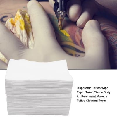 Lingettes de tatouage jetables, 50 pièces, serviette en papier, accessoire de tatouage Permanent gray