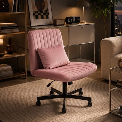 Bureaustoel met rugleuning - bureaustoelen voor volwassenen - Ergonomische bureaustoel - 360 graden draaibaar - Verstelbare rugleuning - Elastisch zitkussen - Roze