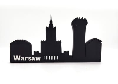 Warschau Skyline Silhouet – Poolse Hoofdstad Decoratie 3D Print Zwart – Reissouvenir uit Polen