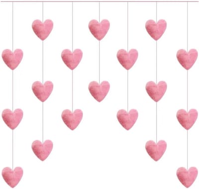 Roze hartvormig deurgordijn - Met hartjespatroon - Decoratie voor meisjeskamer - Inclusief installatieset - Zacht en gezellig