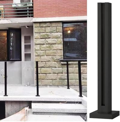 Glazen Balustrade Systeem - Vangrail Kit - Terras Afscheiding - Zwaar Uitvoering - Tot 115cm Hoog - Zwart