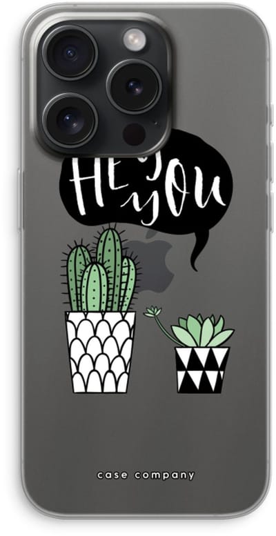 Case Company® - Hoesje geschikt voor iPhone 15 Pro hoesje - Hey you cactus - Soft Cover Telefoonhoesje - Bescherming aan alle Kanten en Schermrand