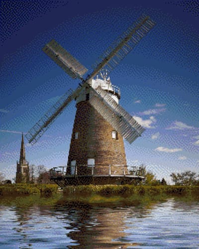 MyHobby Borduurpakket – Molen in Nederland 40×50 cm - Aida borduurstof 5,5 kruisjes/cm (14 count) - Telpatroon - Borduurgaren - Borduurnaald - Handleiding - Voor Beginners & Gevorderden - Complete borduurset