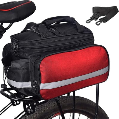 VHV - Fietstas - Fietstassen - Fiets zadeltas - Zadeltas - 27L Achtertas voor de fiets – Duurzame - Waterdichte bagagedragertas met regenhoes - Multifunctionele zijtas - Grote capaciteit - Snelle montage - Met reflecterende strepen - Rood