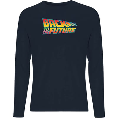 Back To The Future Classic Logo Men's Long Sleeve T-Shirt - Navy - S