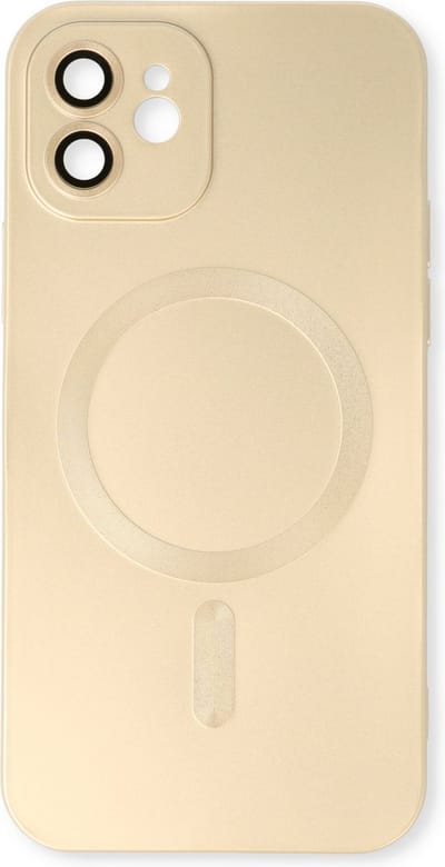 Casemania Hoesje Geschikt voor Apple iPhone 12 Goud - Matte Siliconen Back Cover - Geschikt voor Magsafe