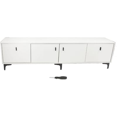 Meuble TV en MDF Console Média Centre de Divertissement avec Pieds Console Média Fonctionnelle Support TV Média white