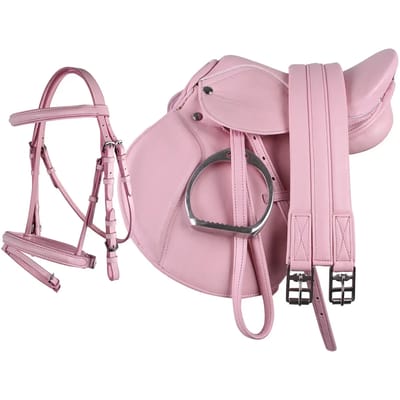 QHP Compleet Zadelset - Maat Shetlander-pink / 13 inch