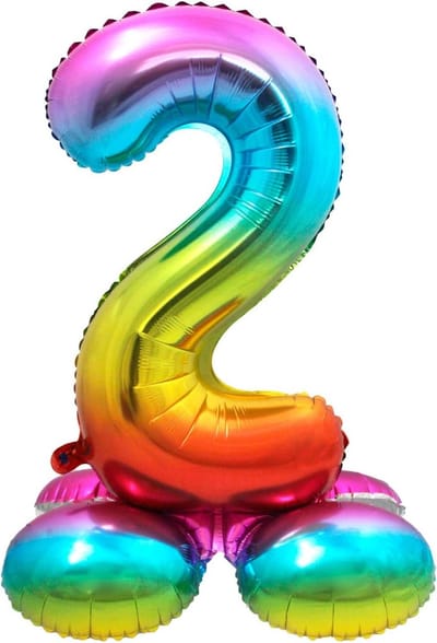 Grote Regenboog Folieballon Cijfer 2 - 72 cm - Voor Verjaardag en Feest