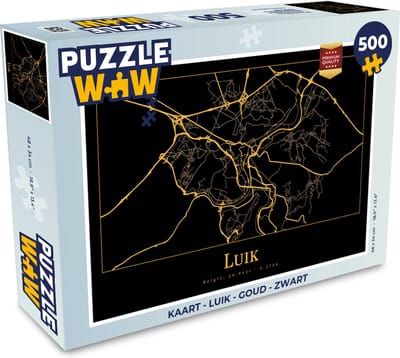 Puzzel Kaart - Luik - Goud - Zwart - Legpuzzel - Puzzel 500 stukjes