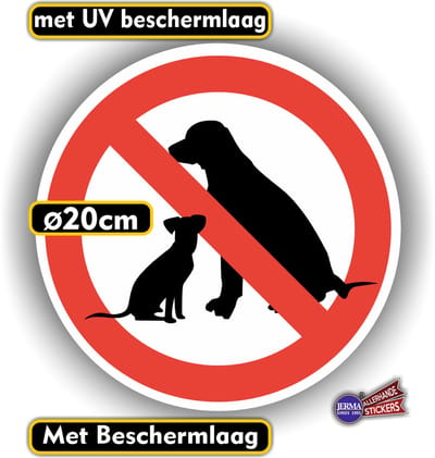 Jerma - Honden Niet Toegestaan - Sticker - Ø 20 cm - duurzaam Vinyl - Weerbestendig - Zelfklevend