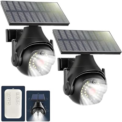 2 Stuks Dummy Beveiligingscamera met Solar Bewegingssensor Verlichting - Afstandsbediening & Waterdicht