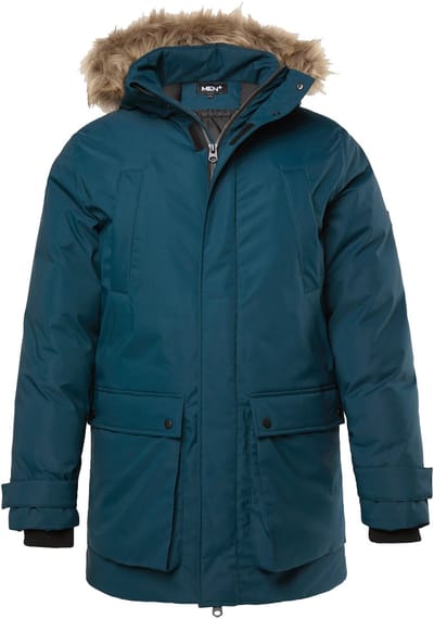 Men Plus - Heren - Functionele parka capuchon met imitatiebont - Donker dennengroen - Maat 3XL