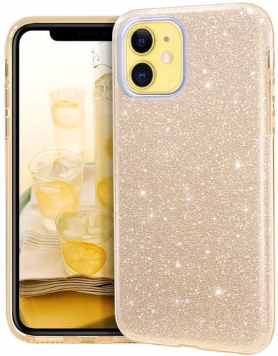 Ntech hoesje Geschikt voor iPhone 11 Glitter TPU Back Hoesje - Goud