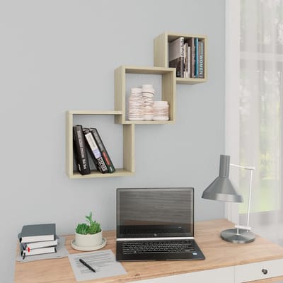 vidaXL - Wandschappen - kubus - 68x15x68 - cm - spaanplaat - sonoma - eikenkleurig